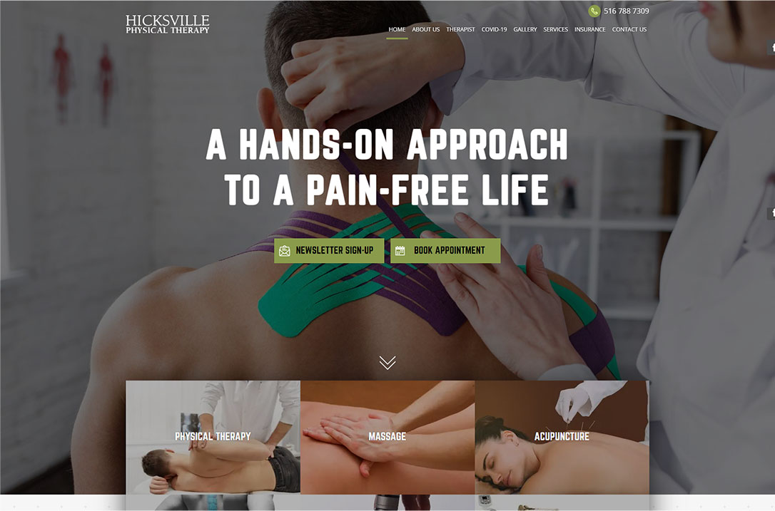 Hicksville Physical Therapy Website Design Example