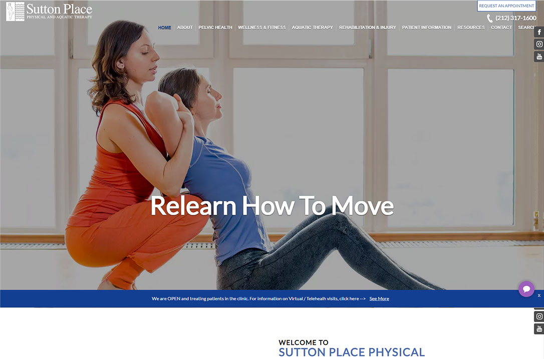 Sutton Place Physical & Aquatic Therapy Website Design Example