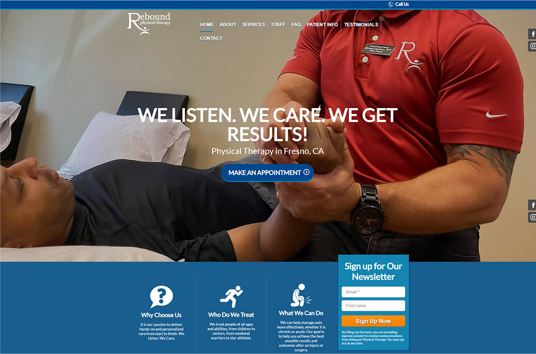 Rebound Physical Therapy Website Design Example