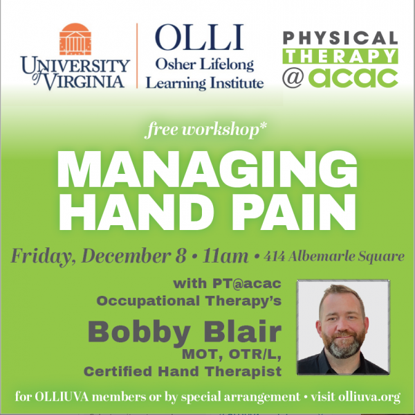 December OLLIUVA Workshop: Managing Hand Pain