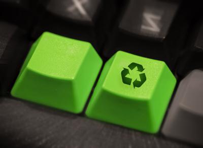 Recycling symbol on keyboard