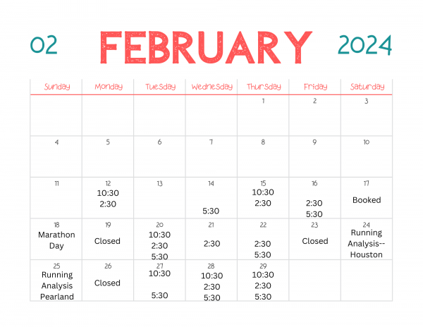 February Schedule--Updated 2/11/24