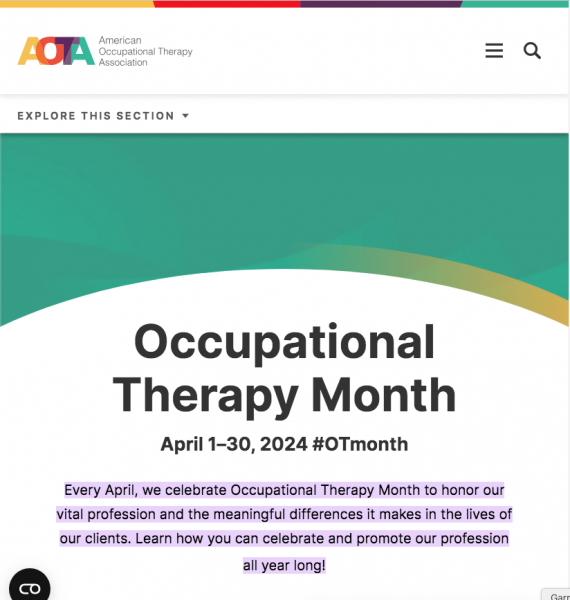 April Marks National Occupational Therapy Month